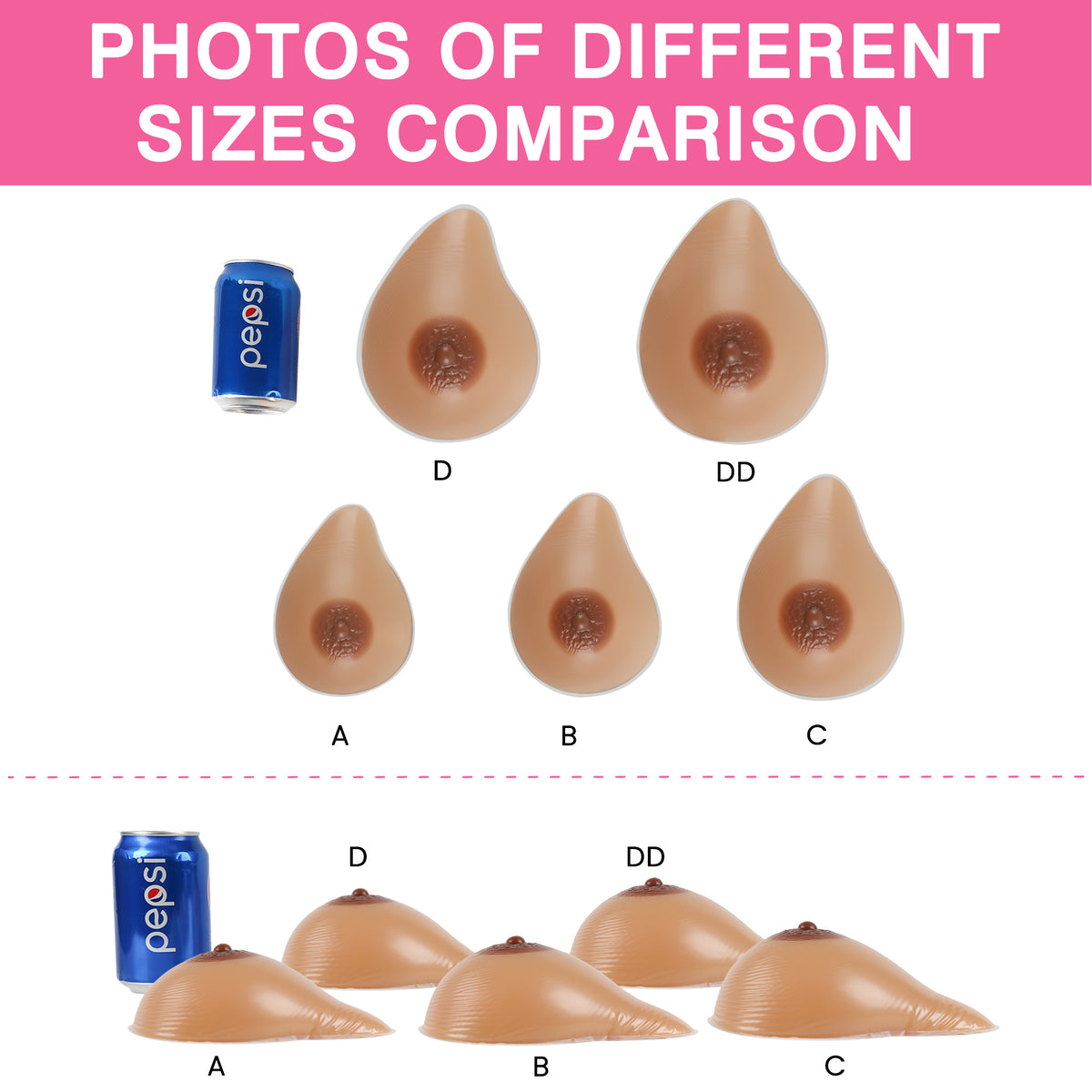 Vollence One Piece Side Silicone Breast Forms irregular Fake Boobs Mastectomy