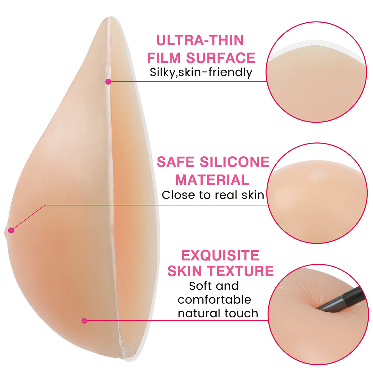 Vollence One Pair Triangle Silicone Breast Forms Mastectomy Prosthesis Bra Enhancer Inserts Concave Bra Pads