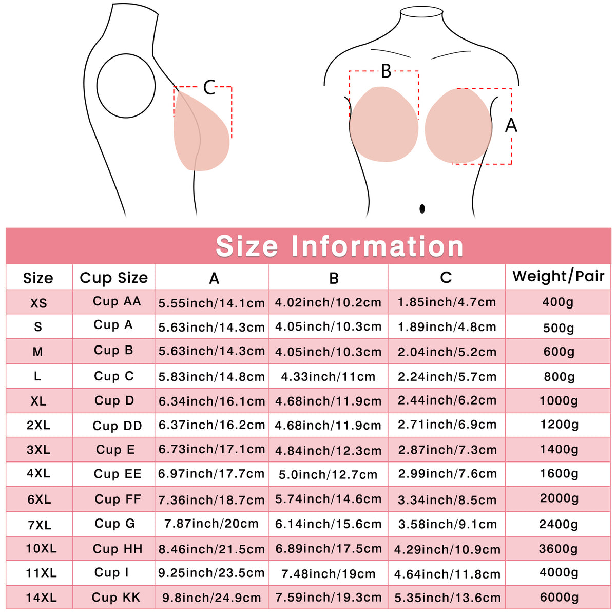 Vollence Classic Sleep Durable Silicone Breast Forms Without Nipple for Mastectomy Prosthesis