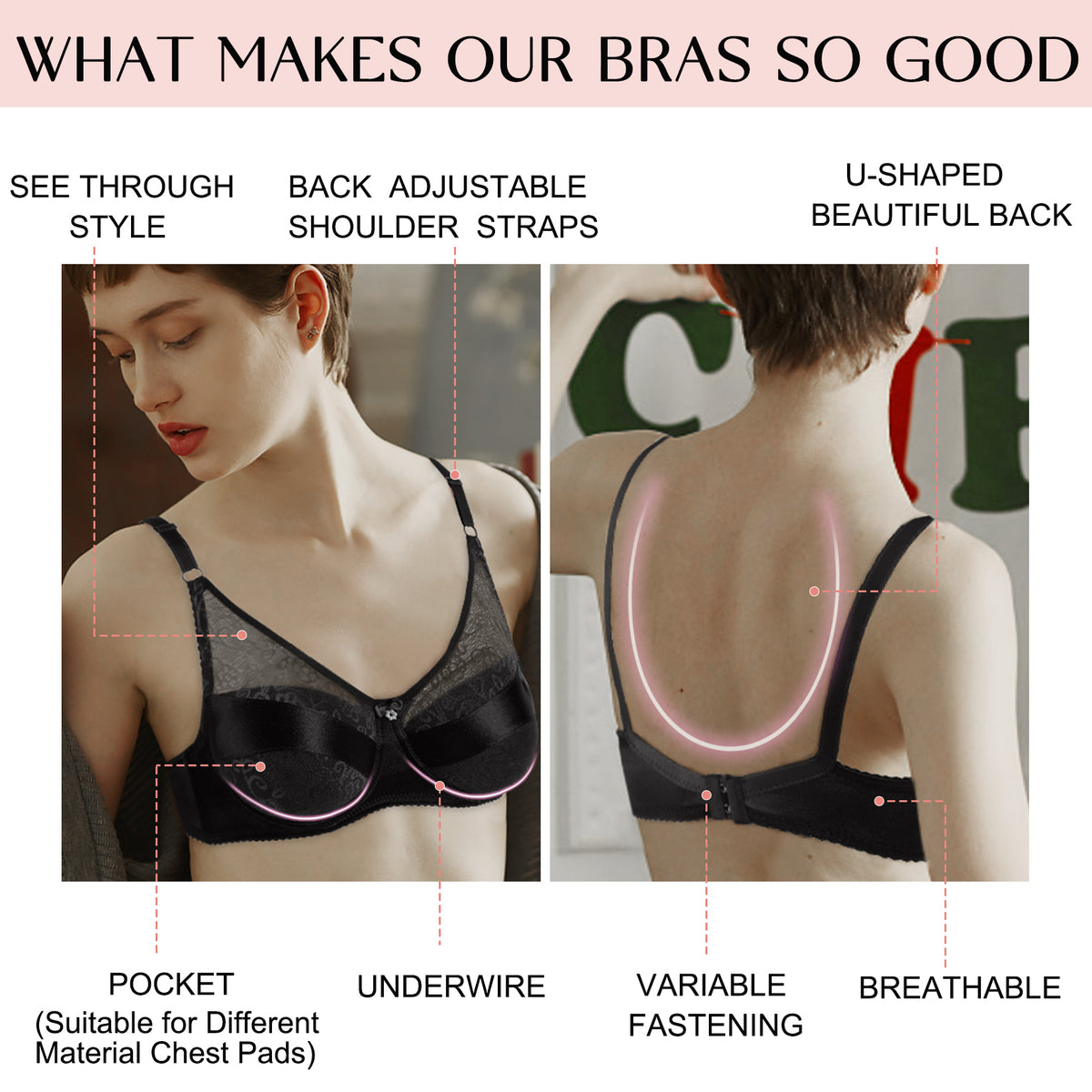 Vollence Silicone Breast Form Pocket Bra for Mastectomy