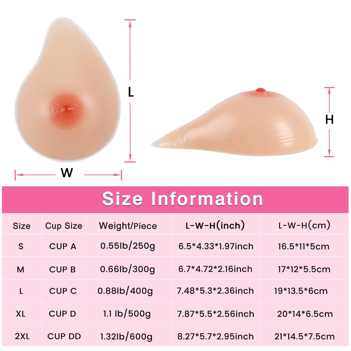 Vollence One Piece Side Silicone Breast Forms irregular Fake Boobs