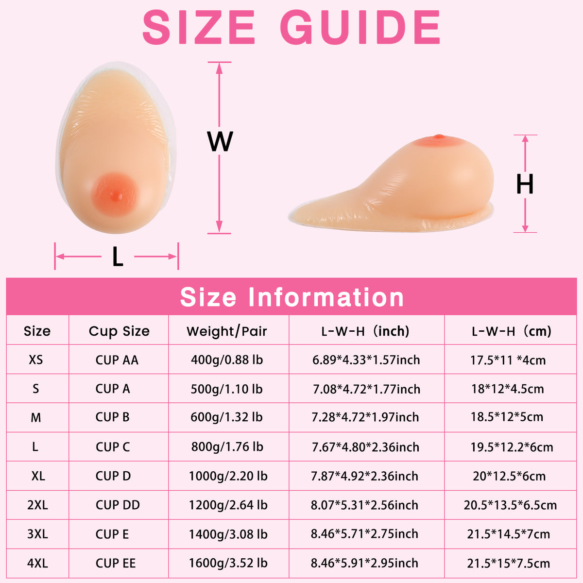 Vollence Self Adhesive Long Tail Shape Silicone Breast Forms Fake Boobs Mastectomy Prosthesis Bra Pad Enhancers