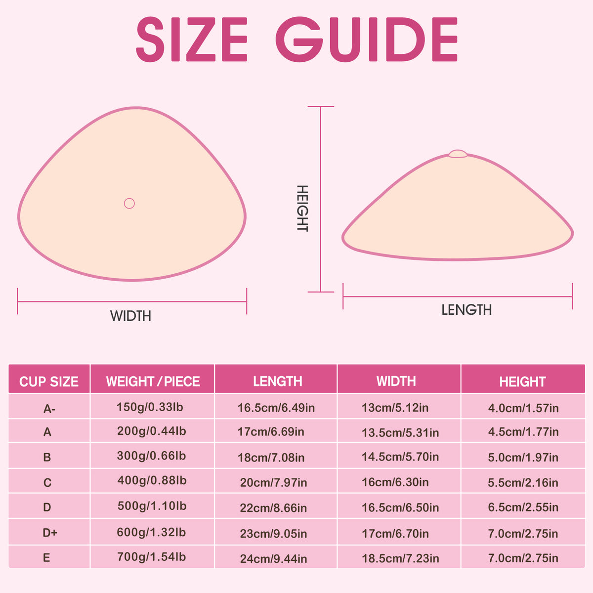 Vollence One Piece Classic Sleep Durable Triangle Silicone Breast Forms