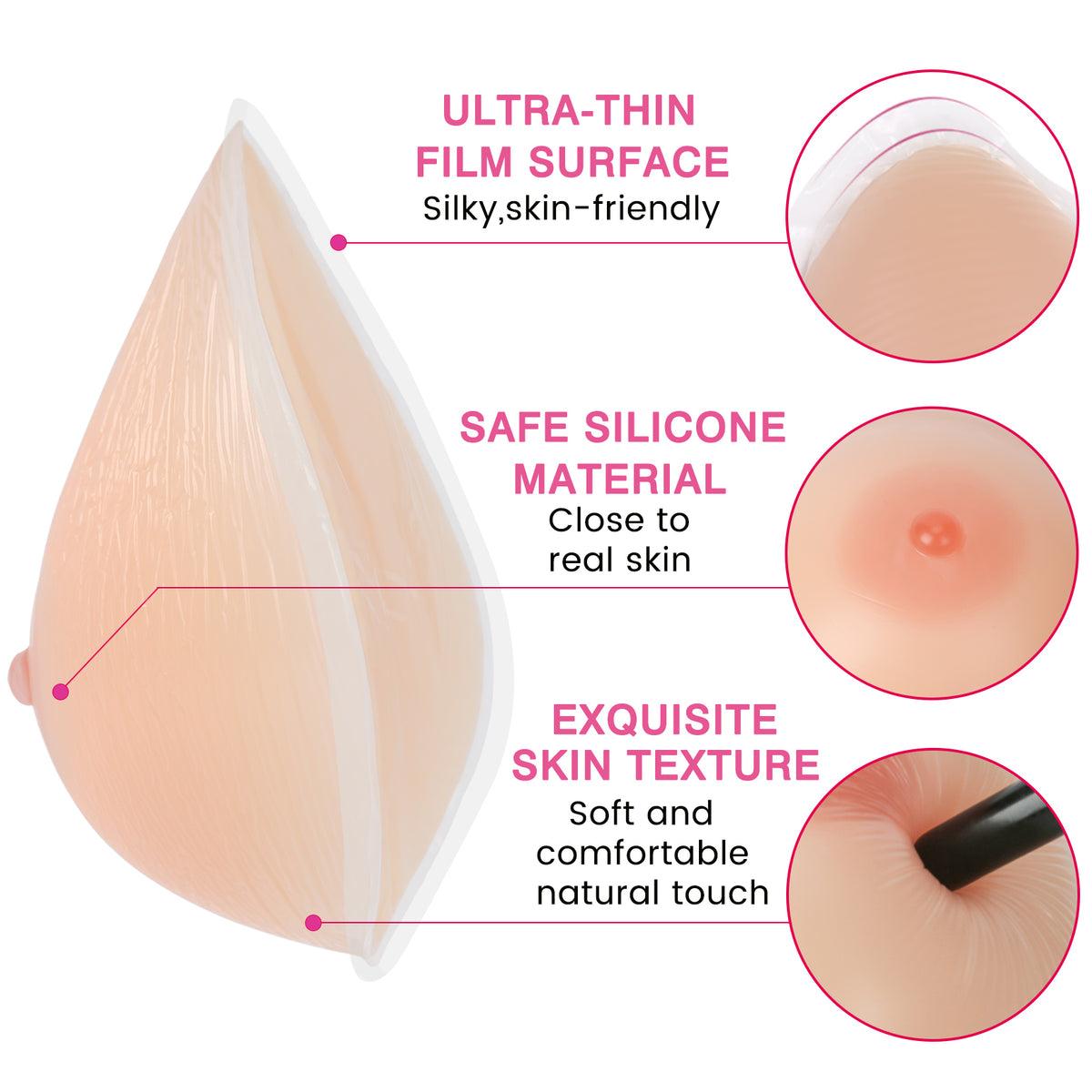 Vollence Self Adhesive Triangle Silicone Breast Forms Fake Boobs Mastectomy Prosthesis