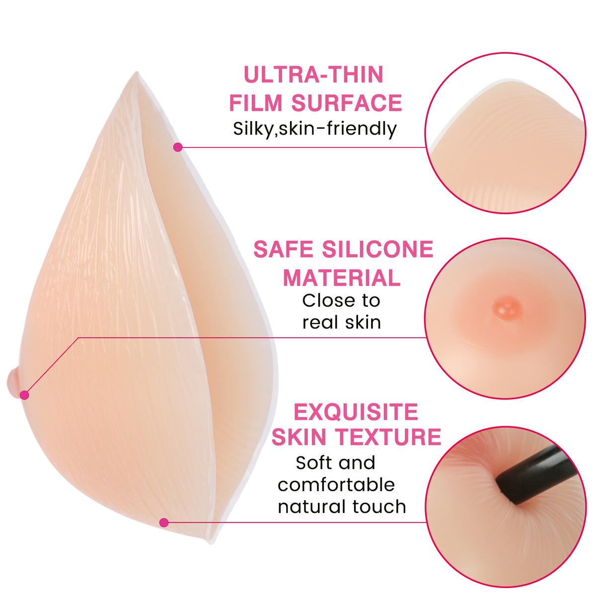 Vollence Triangle Silicone Breast Forms Fake Boobs for Mastectomy