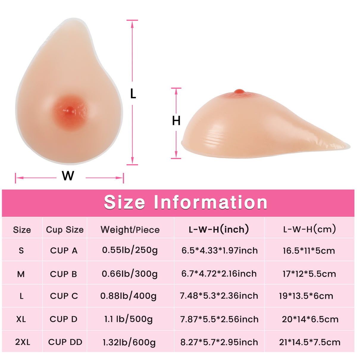 Vollence One Piece Side Silicone Breast Forms irregular Fake Boobs