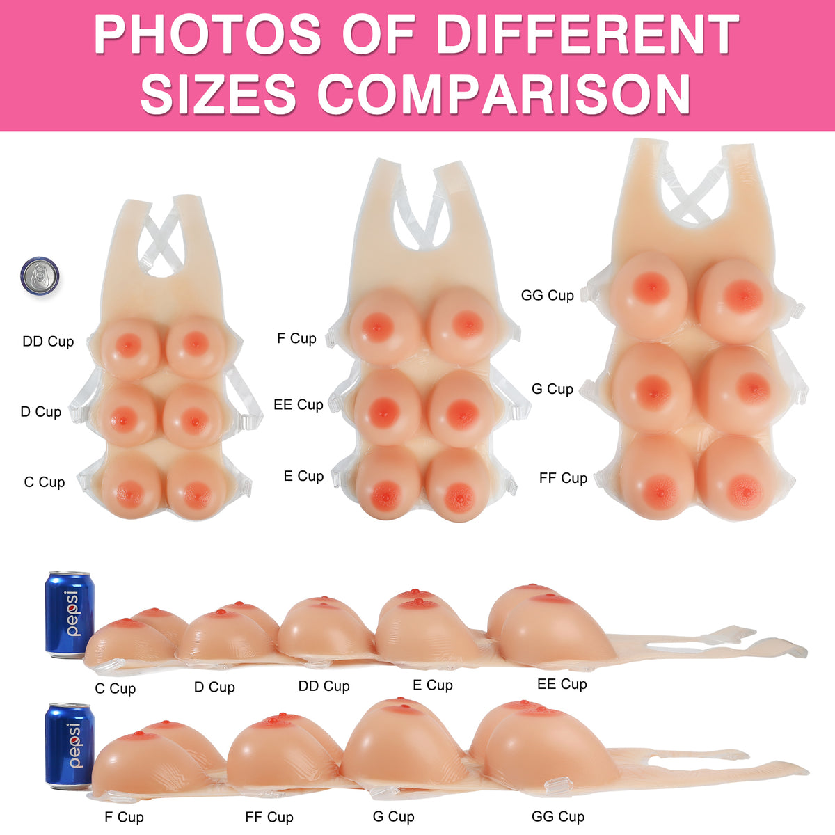 Vollence Strap on Silicone Breast Forms Fake Boobs for Mastectomy