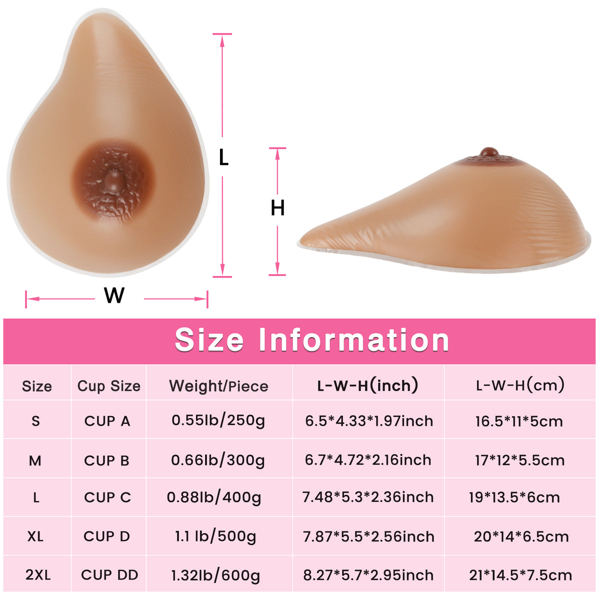 Vollence One Piece Side Silicone Breast Forms irregular Fake Boobs